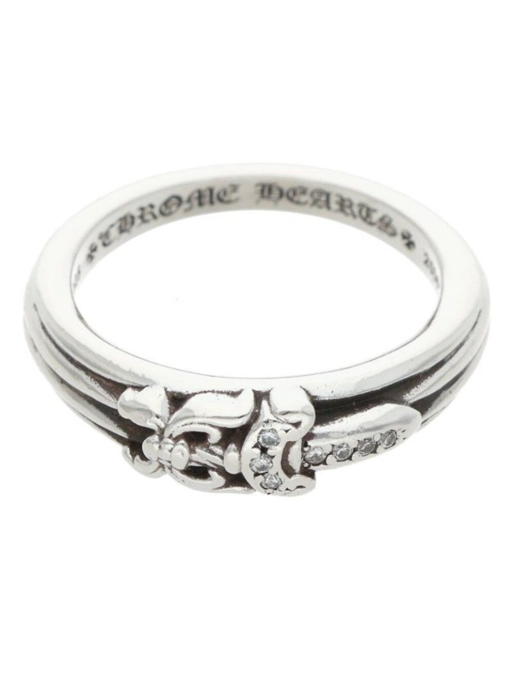 Chrome Hearts Baby Classic Pave Diamond Dagger Silver Ring